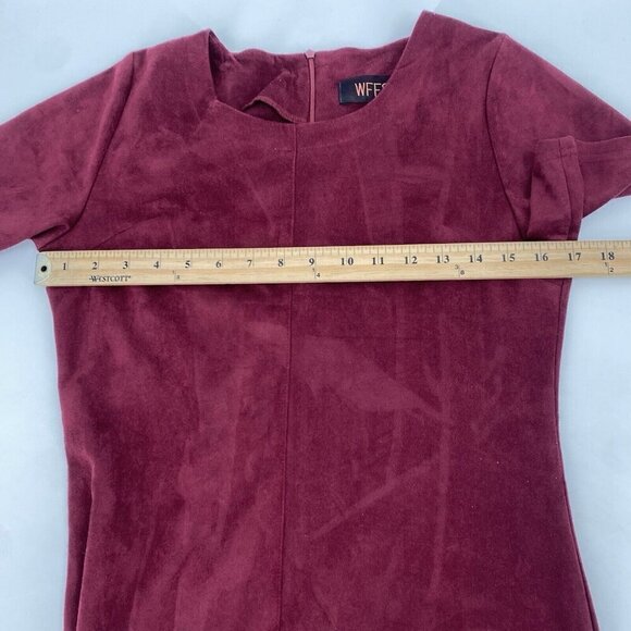 WFFS Women's Size M Faux Suede Maroon Dress Shift - Picture 4 of 8